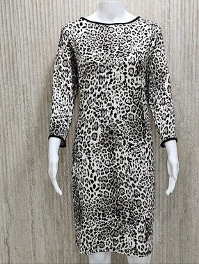 NWT Annalee + Hope Black and White Leopard-Print ¾ Sleeve Dress XL